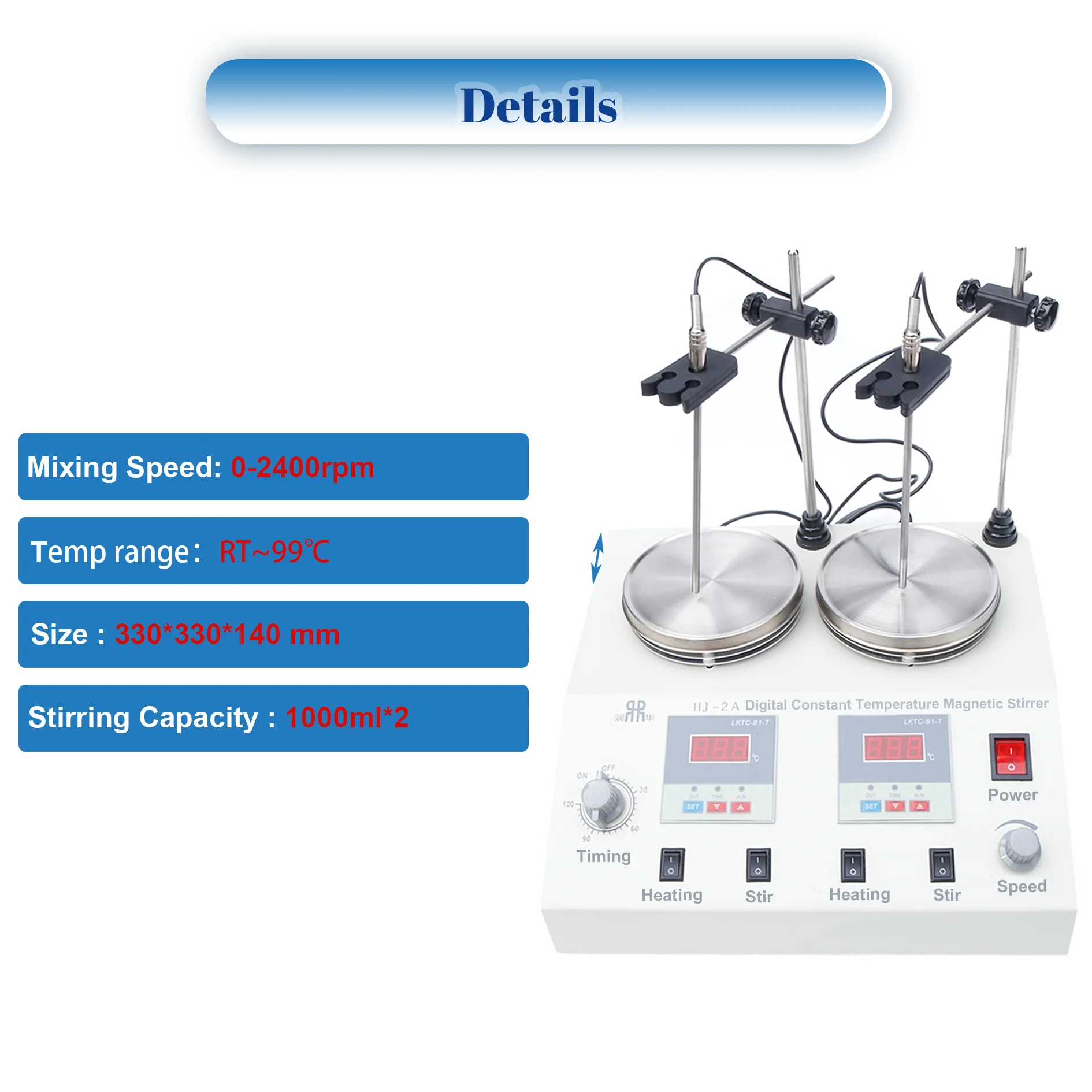Laboratory Hot Plate Heating HJ-2A Magnetic Stirrer for sale, Lab Use /magnetic mixer stirrer with the best price