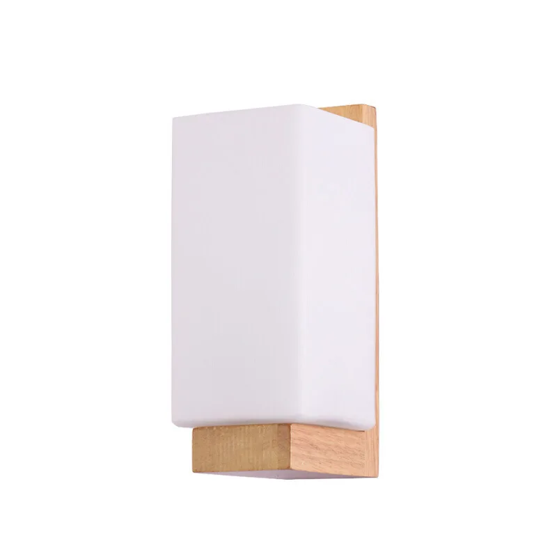 LED Solid Wood Wall Light Glass Cover AC85-265V E27 Lamp Holder OAK Bedside Wall Lamp for bedroom living room