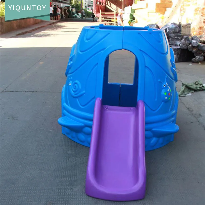 New interesting set plastic material high quality kids equipment stainless pipe mushroom house slide playground