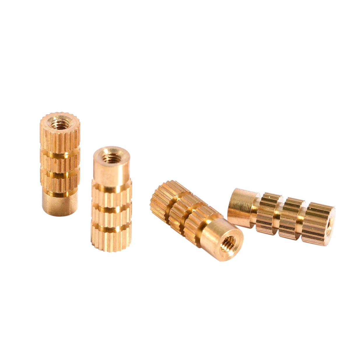 Injection Molded Grooved Female Thread Copper Stud Vertical Knurled Hot Melt Brass Insert Nut For Plastic Housing