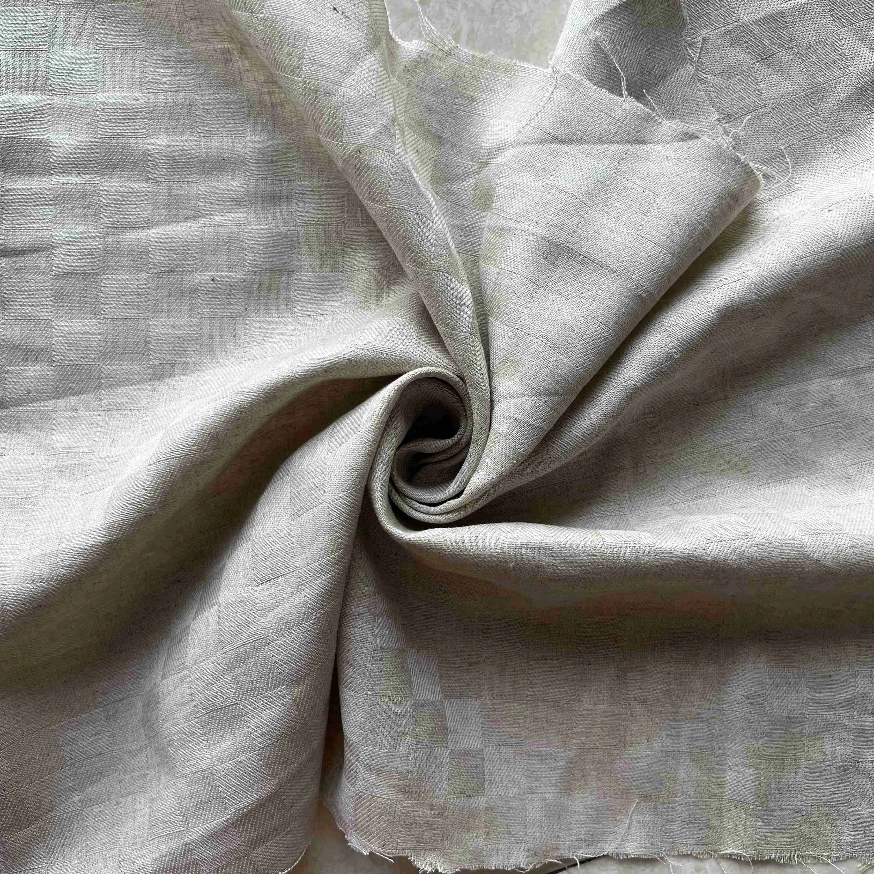 OEM yarn dyed wholesale price italy tissu en lin checkered twill bedding cotton linen blend fabric for clothing