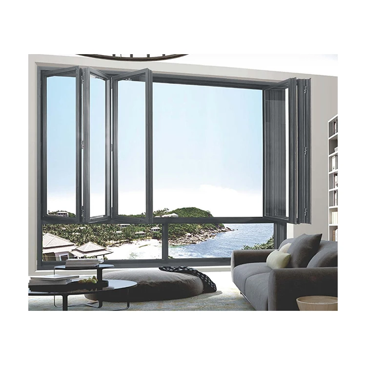 Balcony hurricane impact folding Windows Double glazing aluminum vertical folding Windows