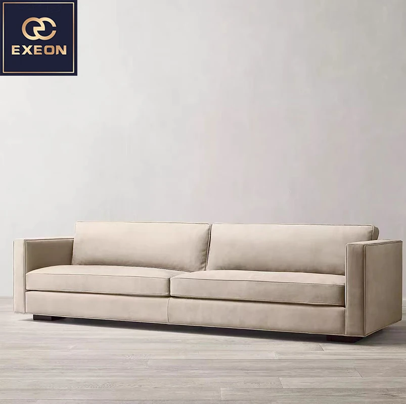 Italian Minimalist Retro Cotton Linen Living Room Sofa Modern Villa Furniture Design Combination Sofa