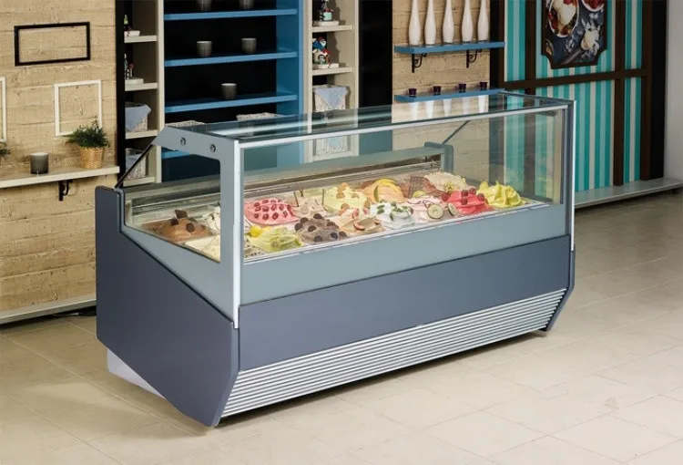 12 Pans Gelato Ice Cream Fridge Display Freezer