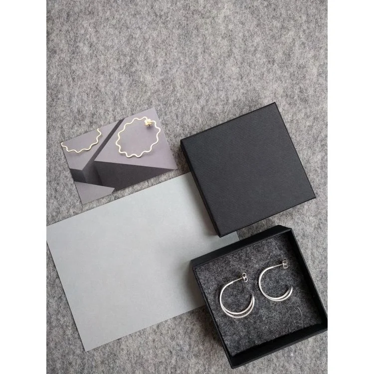 Cheap hot stamping luxury eco friendly logo printed 2 pieces rigid cardboard paper hard box custom rigid box earring jewelry box