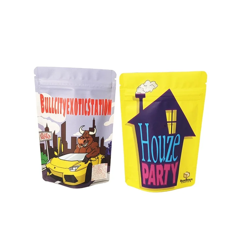 Customized printing plastic packing film roll smell proof coffee tea 0.125oz  medibles packaging bag