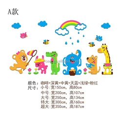 Cartoon home decoration acrylic 3D stickers elephant giraffe dog cartoon animal school wallpaper kindergarten home decoration