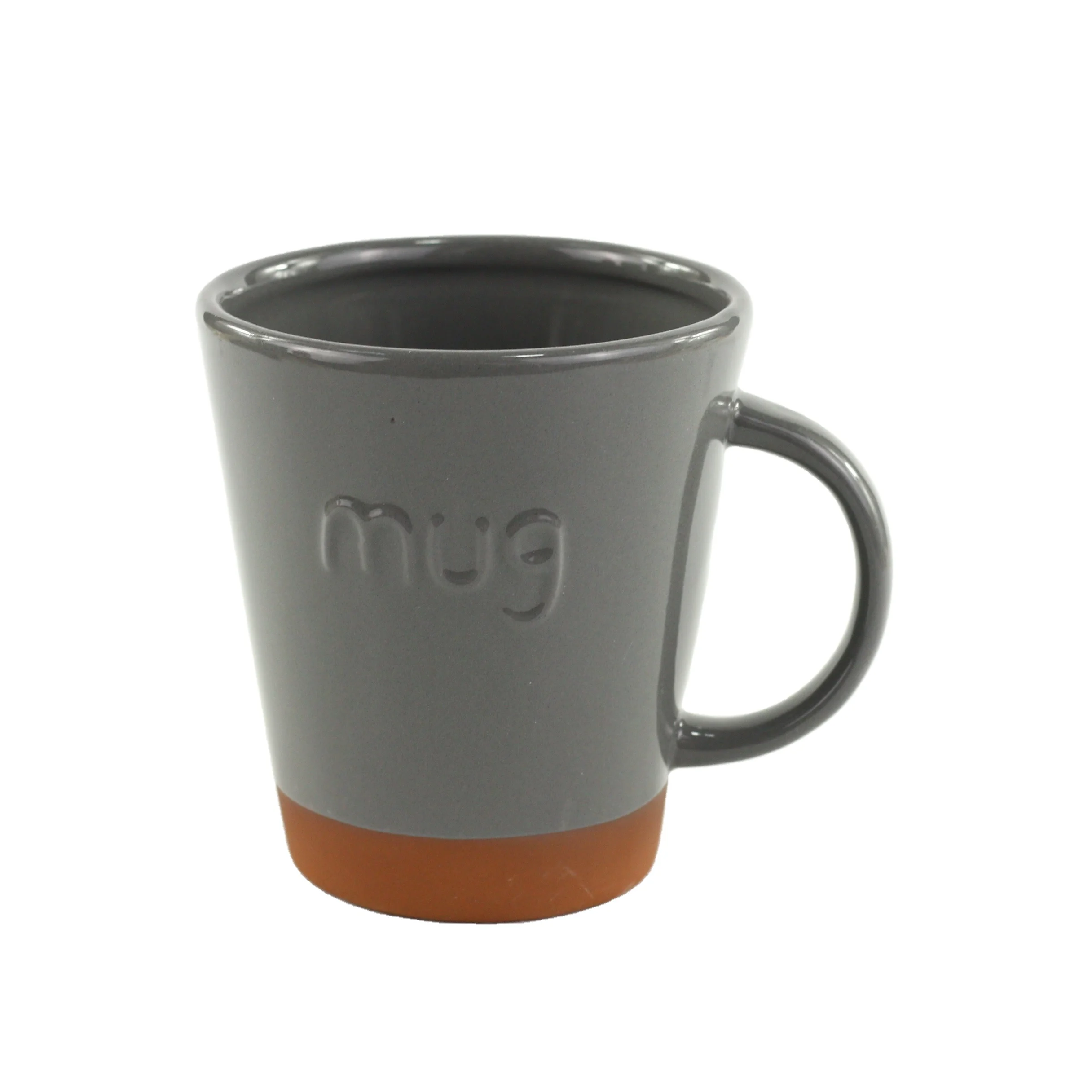 Wholesale Cheap Terracotta coffee mugs/cups with emboss logo