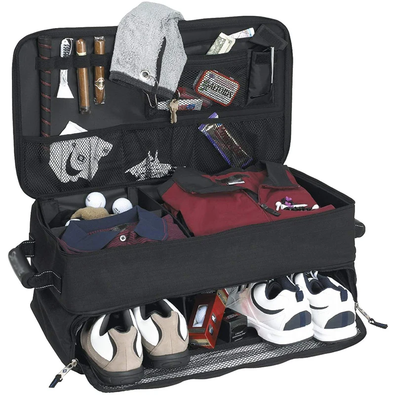 Custom Golf Trunk Organizer Expanding Locker with Shoes 2 Layer Storage Box