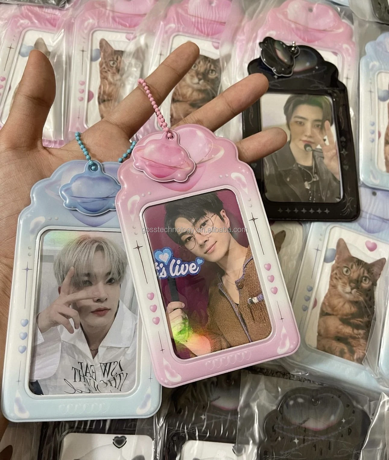 Kpop supplier wholesale photo magnetic card keychain holder custom design kpop PVC photocard holder