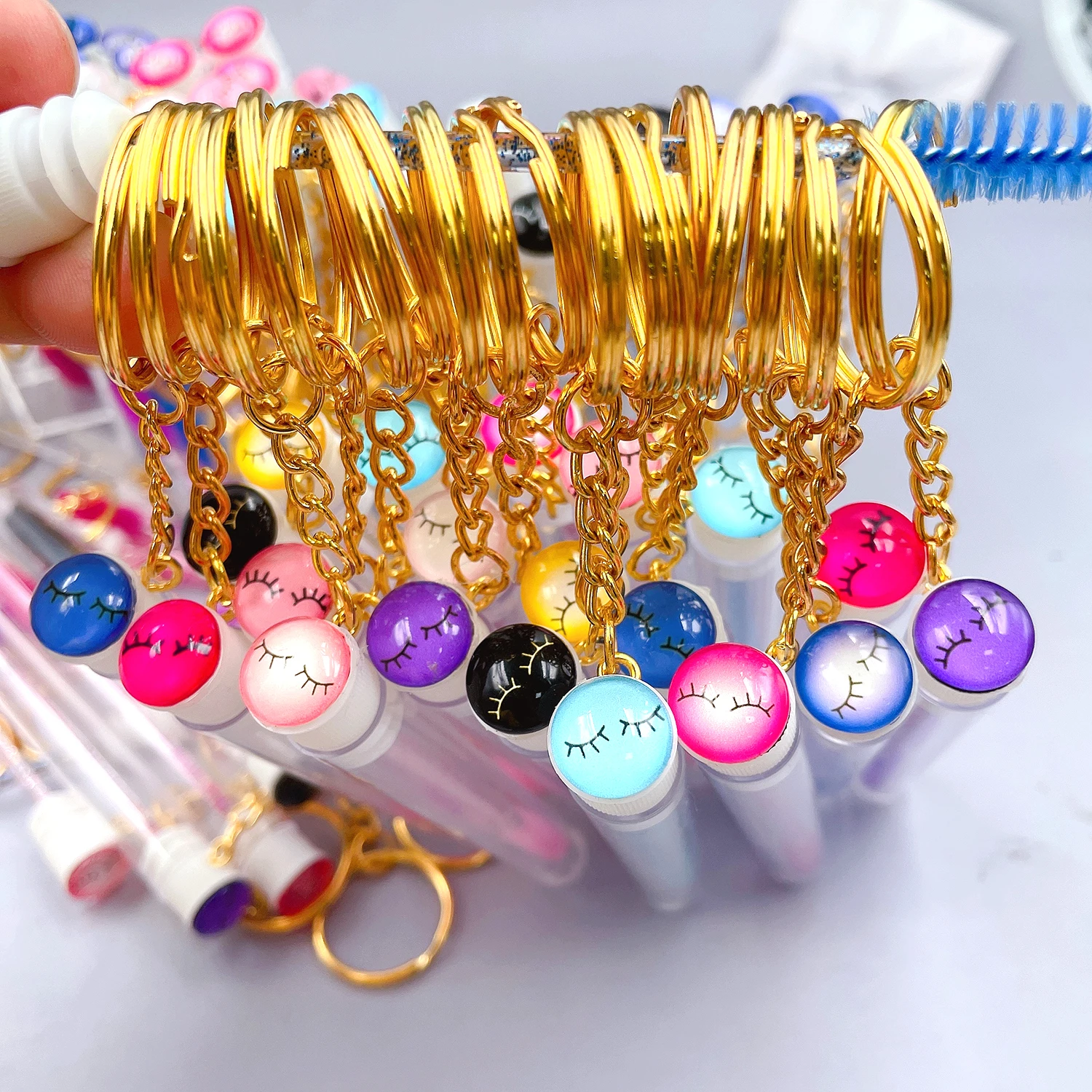 Lashdoll  Eyebrow Brush Disposable Lash Brush, Private Label Eyelash Mascara Makeup Brushes InTubes Keychain