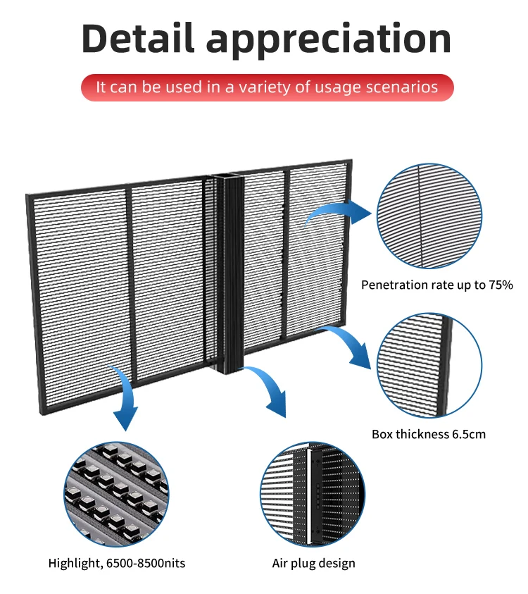 Glass Window Curtain Indoor Advertising Video Wall Panel P3.91 Transparent Led Display