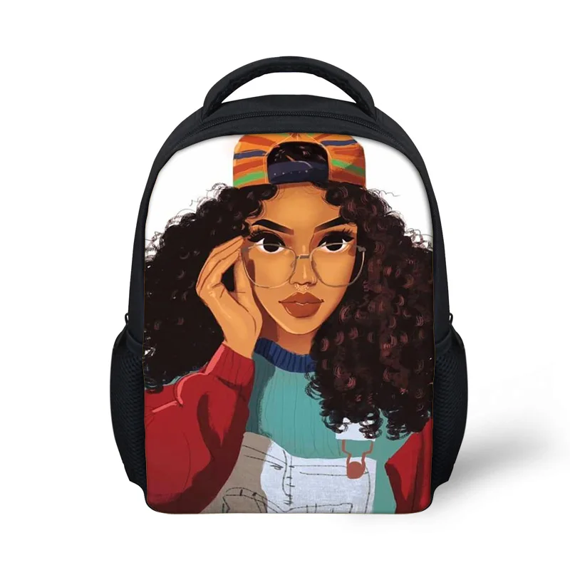 Small MOQ Custom Cute American Art Black Girls Toddlers Backpack Cartoon Children School Bags Baby Kindergarten Kids Bags