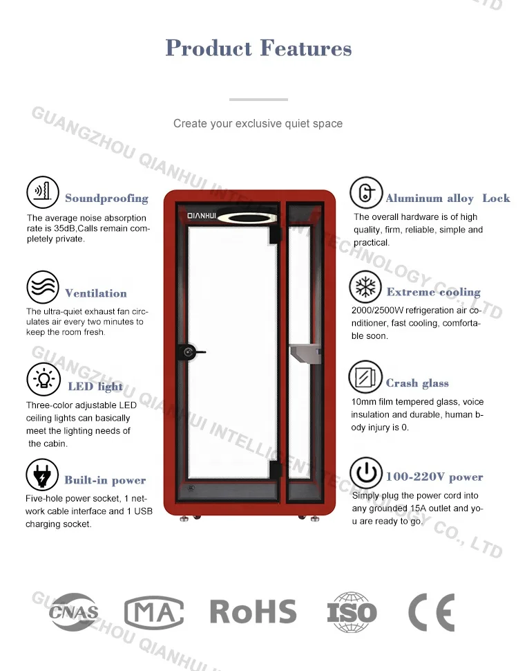 Europe style office soundproof acoustic booth soundproof booth silence office meeting pod recording booth with power supply