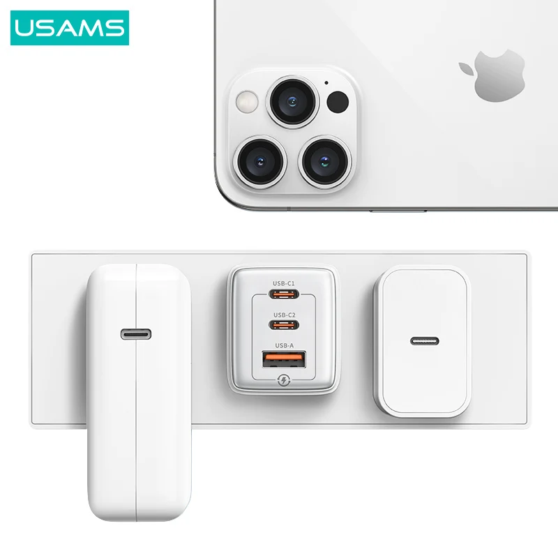 USAMS CC180 65W GaN PD Universal USB Type C Fast Portable Laptop Cell Phone Wall Charger Adapter