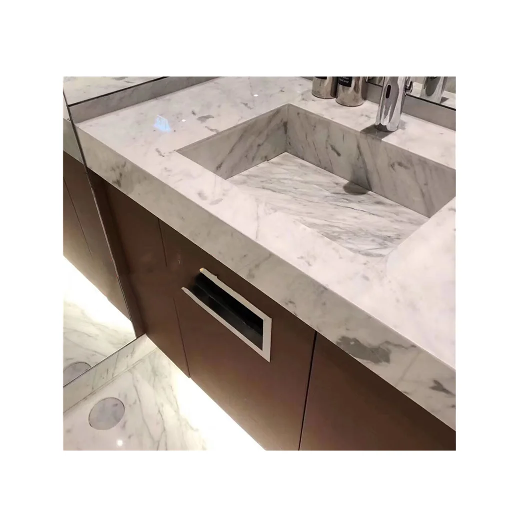 
natural Italy carrara white marble sink vanity top 