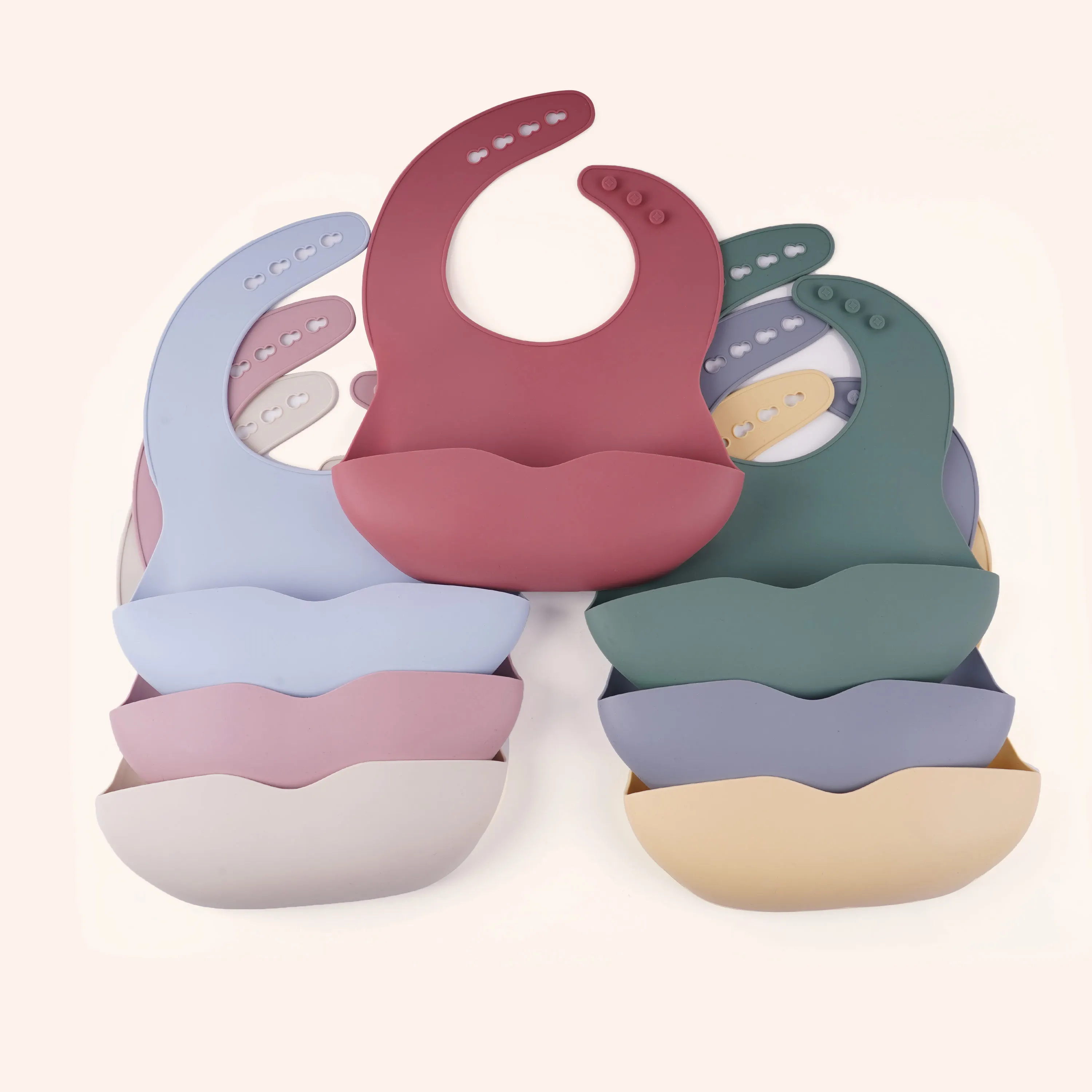 Custom Silicone Waterproof Baby Bibs with Crumb Catcher  bpa-free natural rubber baby pacifier baby silicone bib and plate