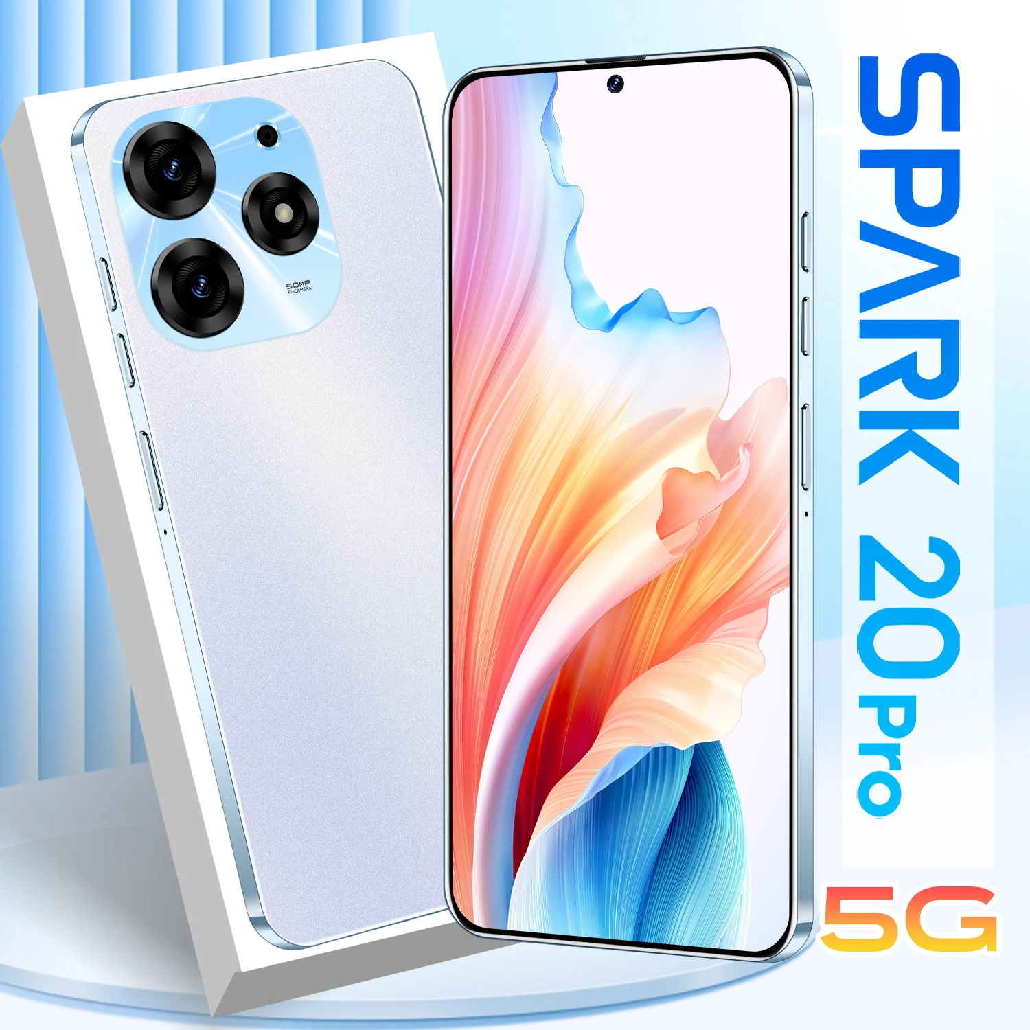 New Original phone spark20 Pro Smartphone LET Cellphone Large battery unlocked Dual SIM Android phone