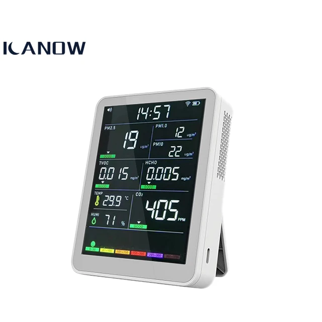 9-In-1 Indoor Air Quality Monitor 4 Gas Wifi Temperature And Humidity Wholesale Professional Wearable Voc Universal Analyzer