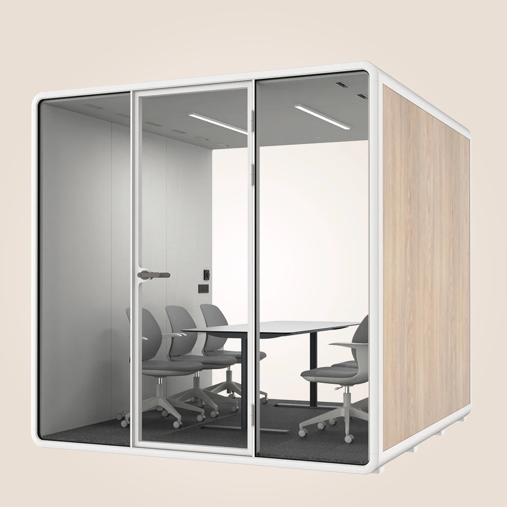 Movable office meeting pod soundproof working pod for 6 people seats