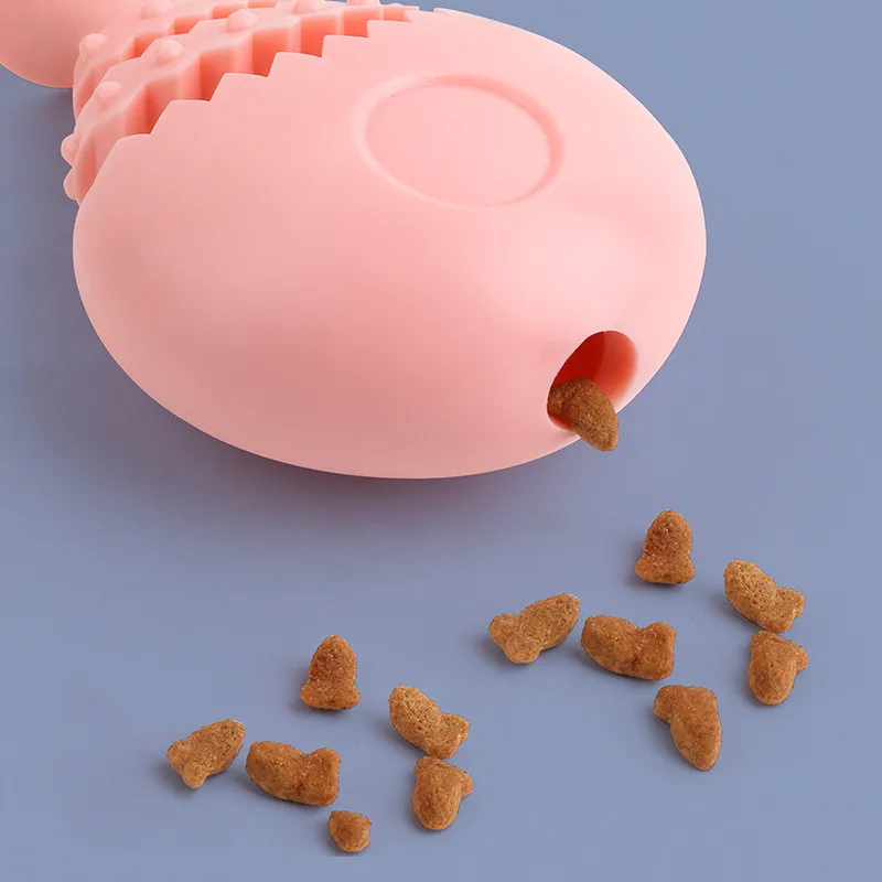 New pet supplies molar dog chewing high quality toy fish bone fun leaking dog toy TPR pet toy