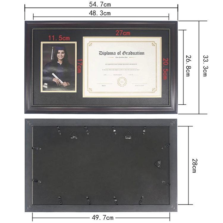 Eco-friendly Customized 5x7 A4 7x9 Gold Bead Graduation Diploma Photo Picture Frame with Double Matting for Graduation Gifts