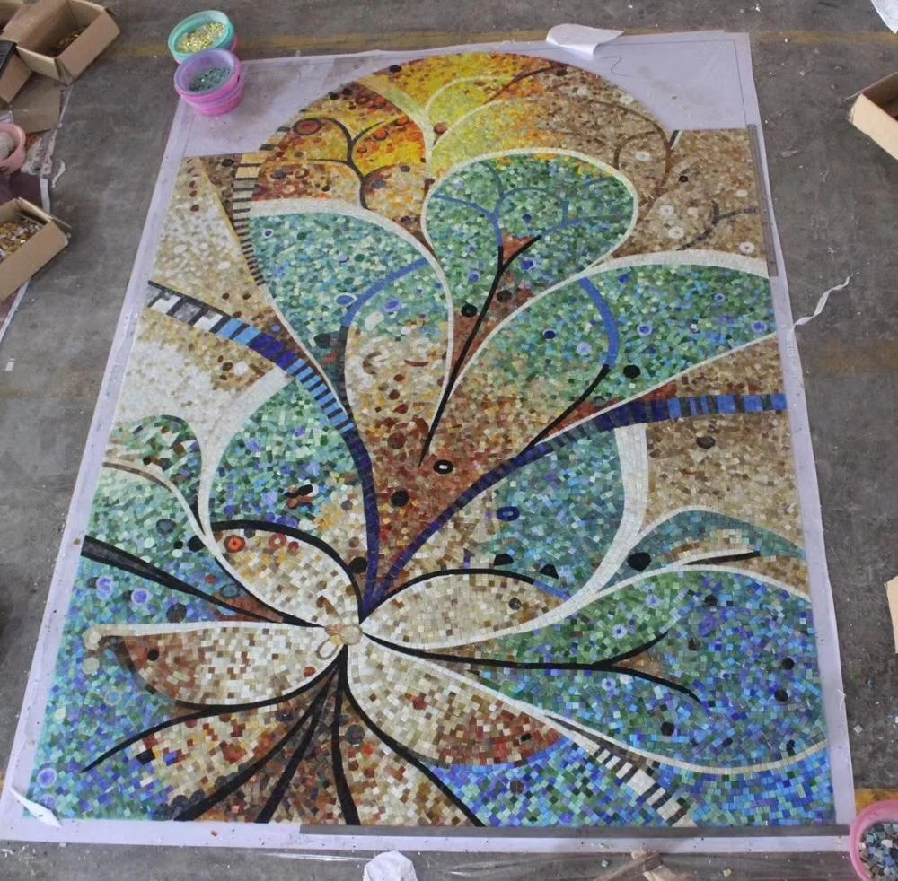 Custom Glass Mosaic Mural Design Bathroom Tile