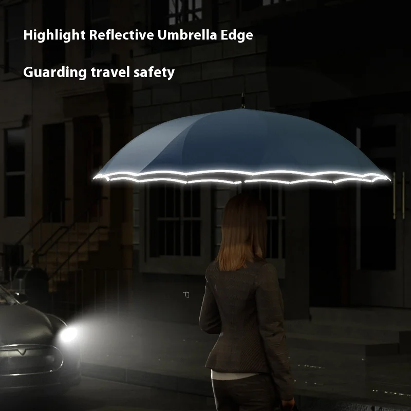 High Quality Automatic One-Piece Straight Rod Umbrella Modern Design Polyester Material Folding Logo Reinforced Wind Adults