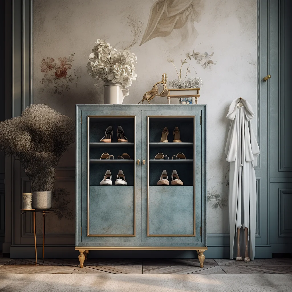 2024 AI Creative Concept Design Entrance Shoe Cabinet Of A French-Style AI 3D Rendering AI 3D Rendering Interior Services