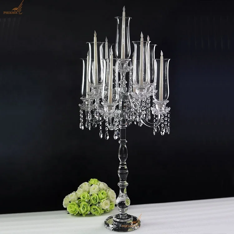 Роскошные прозрачные хрустальные канделябры с 9 ручками для свадебного украшения
