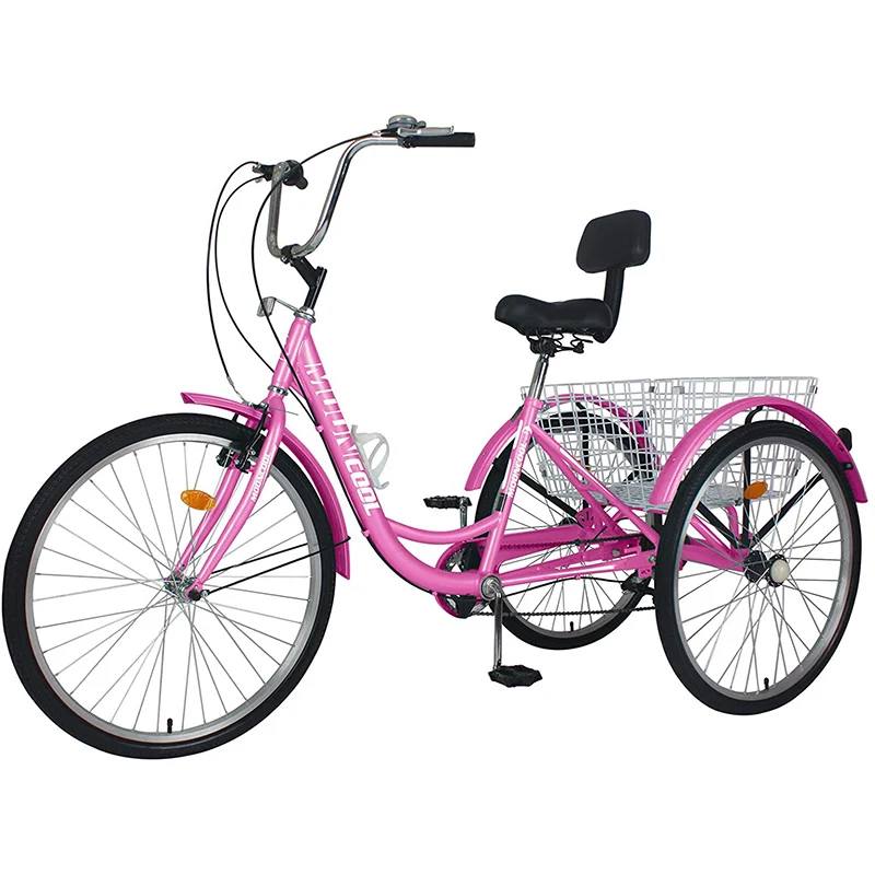 
Amazon hot selling Adult Tricycles 7 Speed Adult Trikes 24/27inch Bikes Three-Wheeled Bicycles bikes Women Bicycles 
