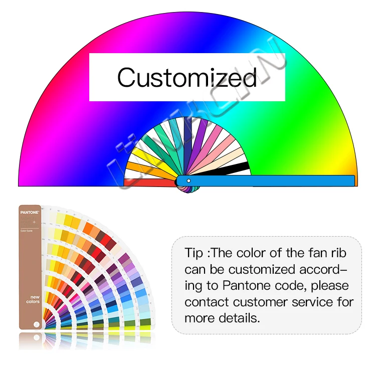 Customized nylon rainbow bamboo folding hand fans