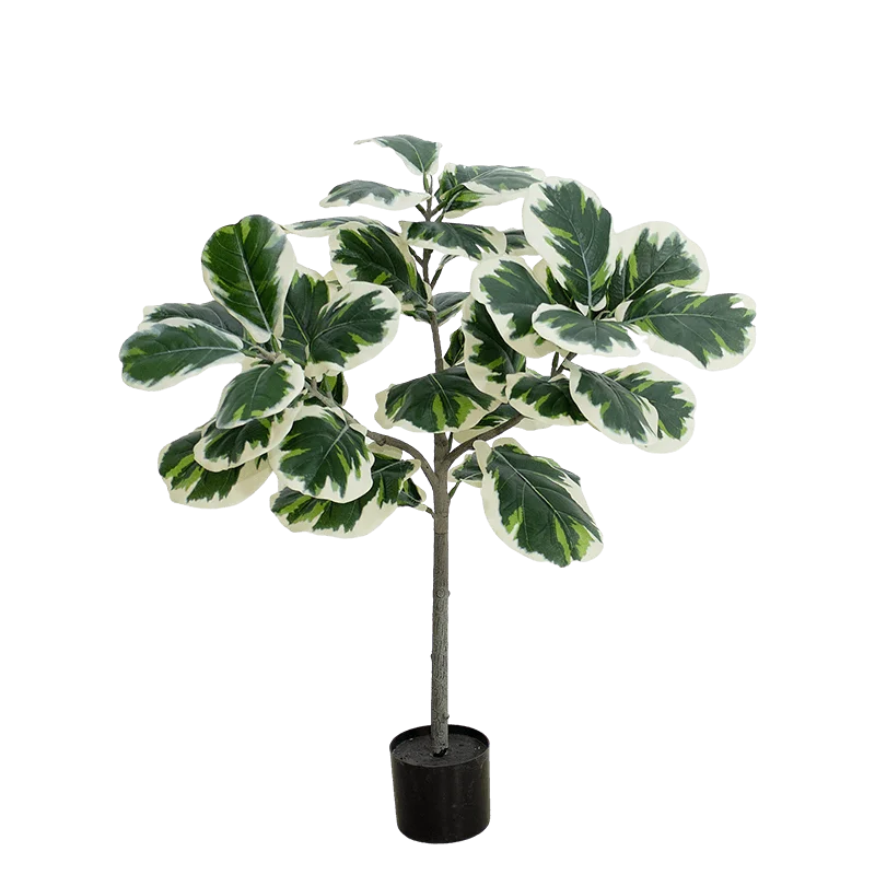 Senmasine Fake Ficus Lyrata Plants White Artificial Fiddle Leaf Tree For Indoor Outdoor Farmhouse Home Decor