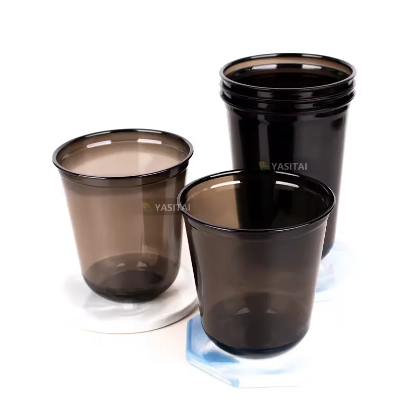 Wholesale Milk Boba Bubble Tea Fruit Salad 12oz Clear Plastic PET Cups with Flat Lids and Straws for Drinks