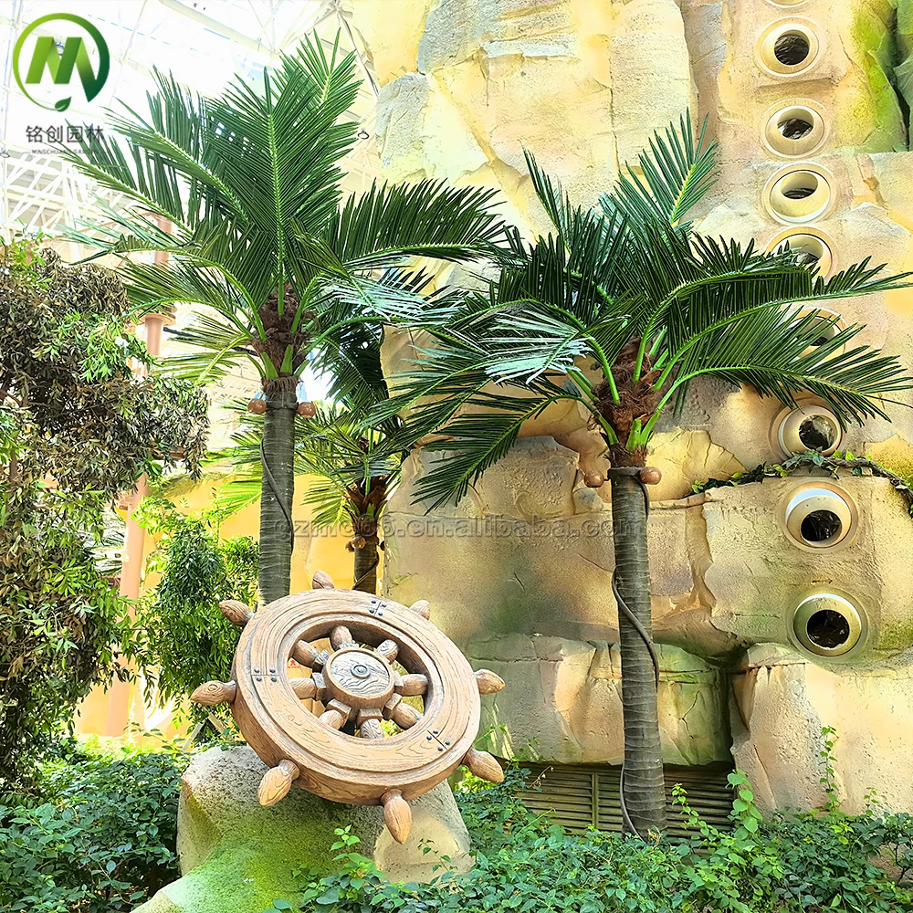 Wholesale Garden Decorative Landscape  Plastic Palm Tree Enduring Topiary Shape Bent Trunk Artificial Coconut Palm Tree