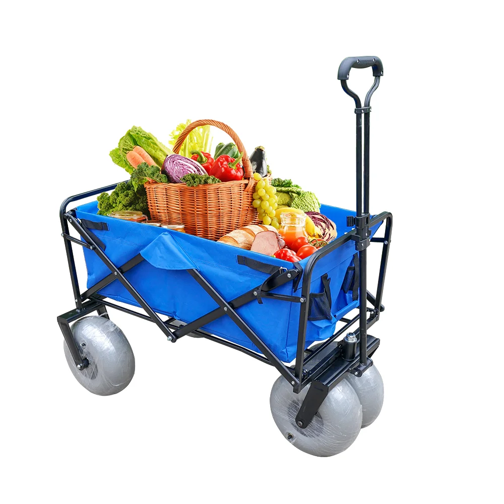 Camping Beach Folding Beach Cart With Balloon Wheels for Sand Picnic Garden Wagon