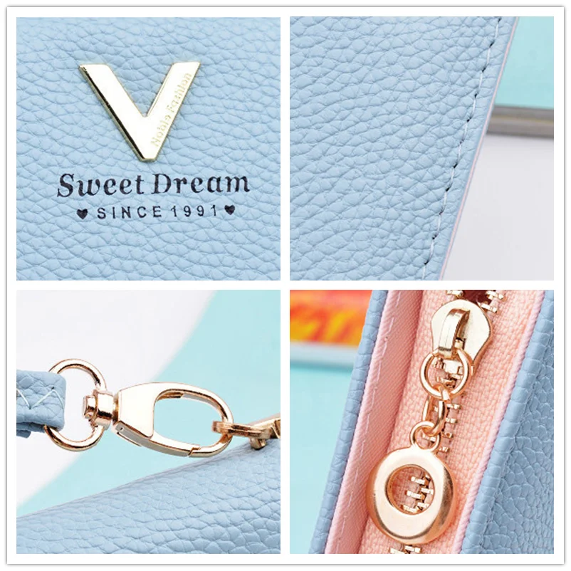 Factory Wholesale Fashion PU Leather Women Long Card Wallet