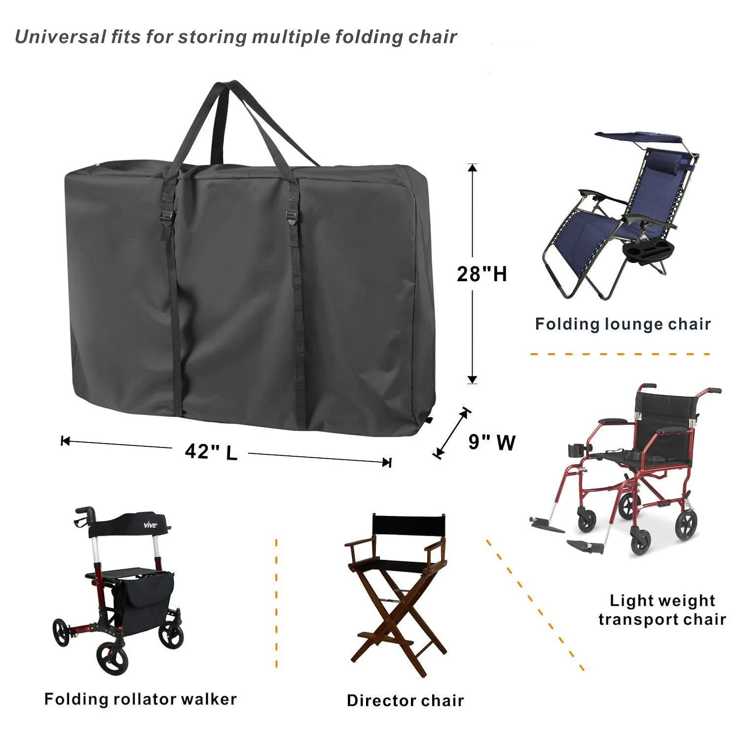 Heavy Duty Chair Storage Bag for Folding Lounge Chair Zero Gravity Chair Light Weight Transport