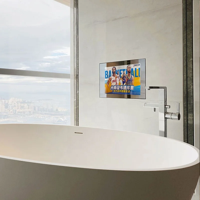 Modern Vanity IP66 Rate LED Lighted Hotel Backlit Bathroom Mirror TV