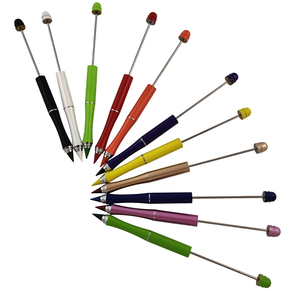 Colorful Forever Metal Beadable Colored Pencils with Eraser Add a bead DIY Personal Everlasting Colors Infinite Beadable Pencil