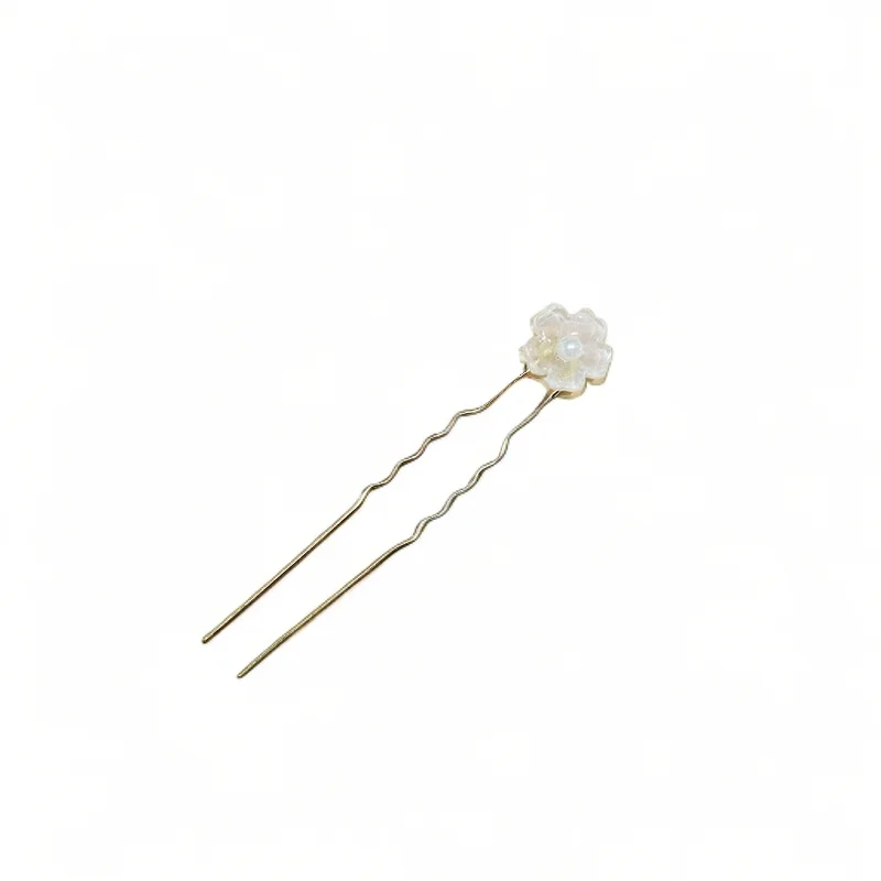 Baiyiyuan 2024 New Crystal Cherry Blossom Flowers U Shaped Hair Accessories Women