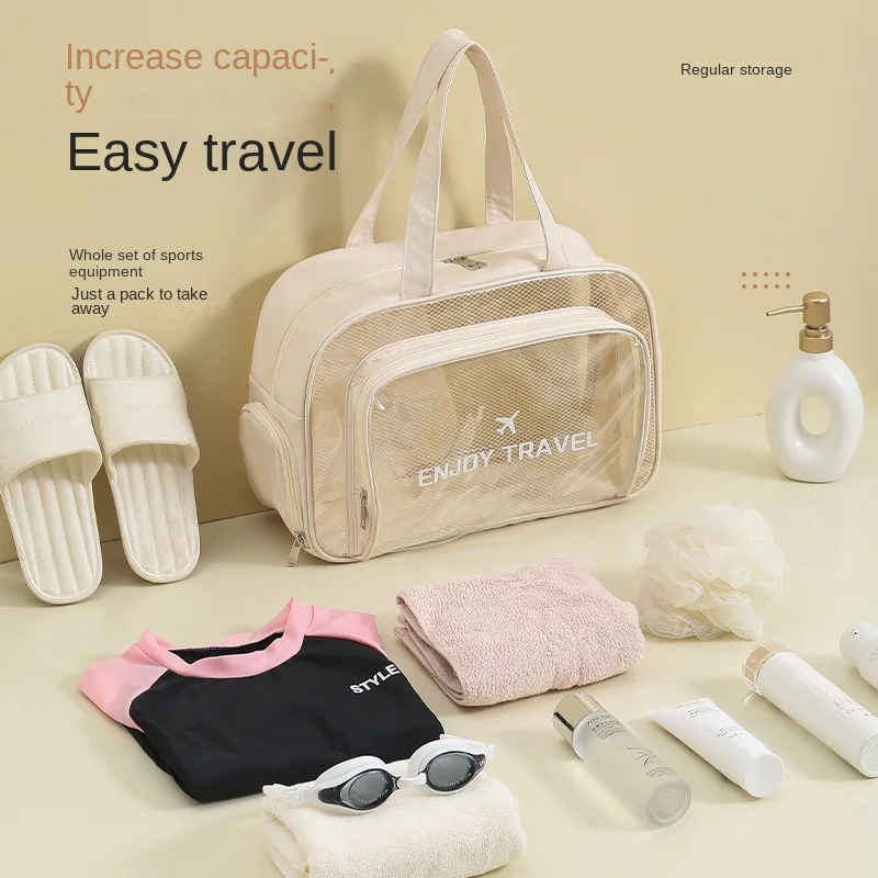 Custom   PVC Sports Fitness Dry Wet Separation Bag Waterproof Swimming Beach Zipper Toiletries Cosmetics