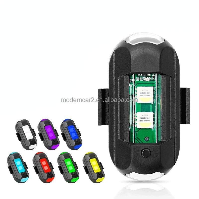 LED Aircraft Strobe Lights Wireless Flashing Navigation Lights 7 Colors USB Charging Light for Locomotive Motorcycle UAV