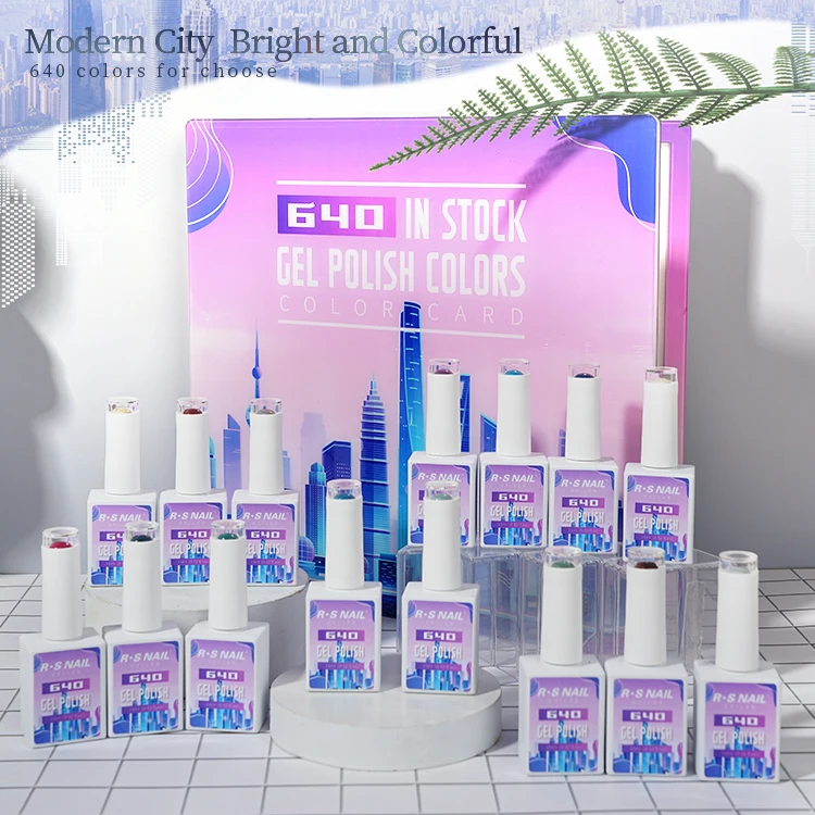 R S Nail High quality 15ml  Gel Polish 640 Pure Colors UV Gel  Nail Art Design Three Step Gel Long Lasting Nail Beauty