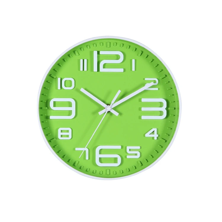 Preciser Color series Green Shinny Clock Face Round Silent Wall Clocks For Living Room