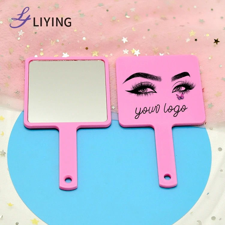 free sample beauty salon plastic single side hand held makeup mirror with customized logo