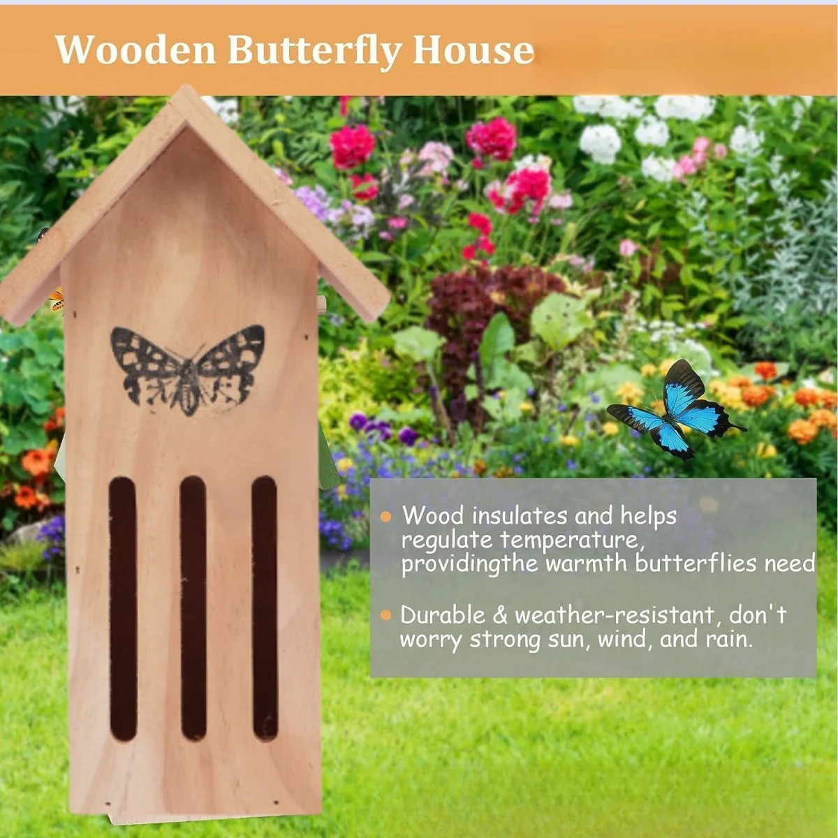 Customized Small Wooden Bird Cage Solid Sustainable PNP Bird Habitat Nest Natural Master Carton Animal Butterfly House Garden