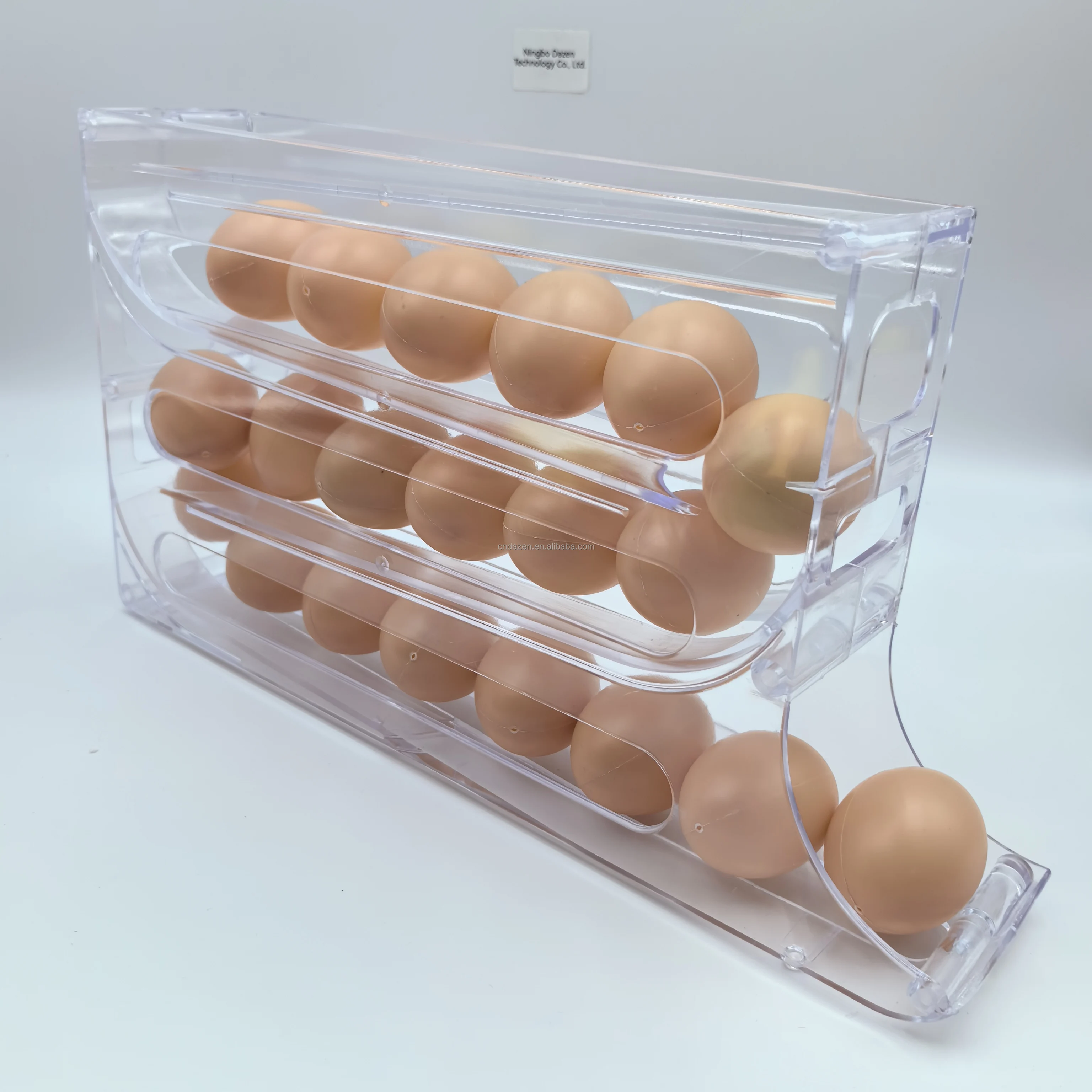 Automatic Transparent color Rolling 4-Tier Egg Storage Box Modern Plastic Egg Holders Dispenser for Kitchen Use Packed in Carton