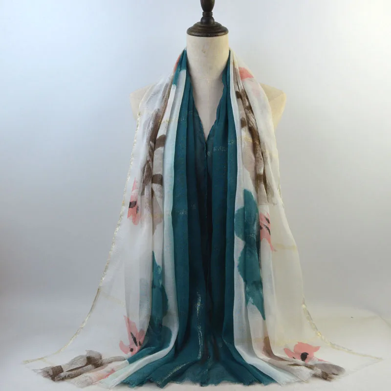 Акварельный шарф из хлопка и