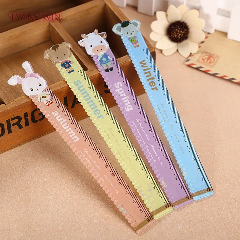 Kids Cartoon Rabbit Drawing Straight Ruler Student Stationery Plastic Cute Animal Ruler 306